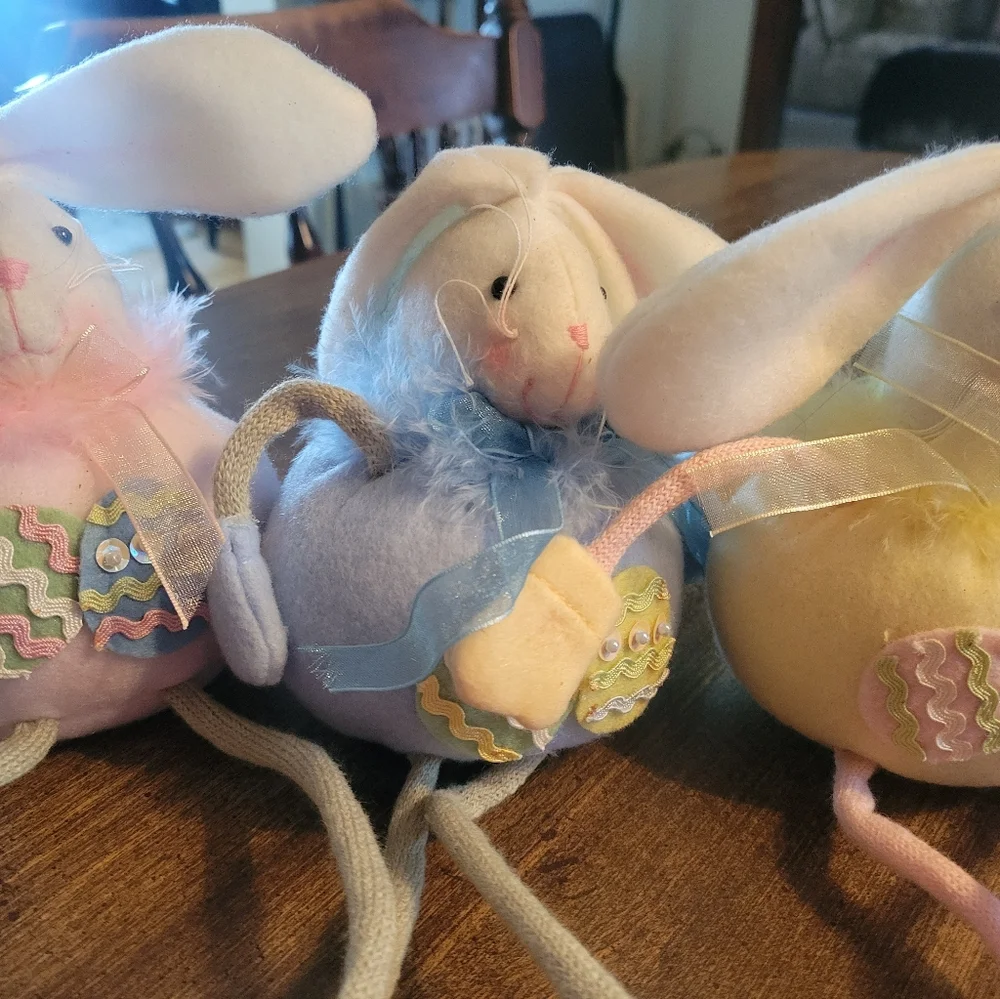 Easter Bunny Plush Set - Pink, Blue, Yellow